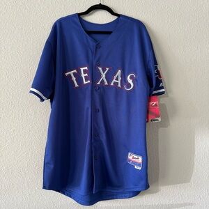 NWT Majestic Authentic Blue Jersey Texas Rangers Napoli